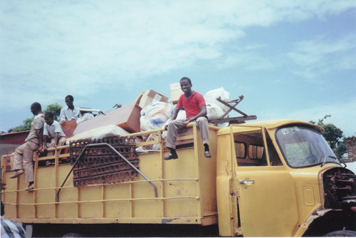 Trucks evacuating MH 1